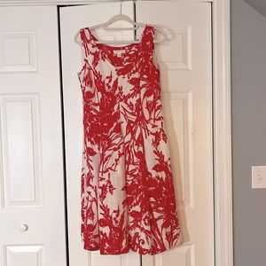 Coldwater Creek 100% Linen Floral Fit and Flare Dress Size 10 Sleeveless